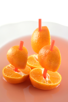 boats of mandarins and juice